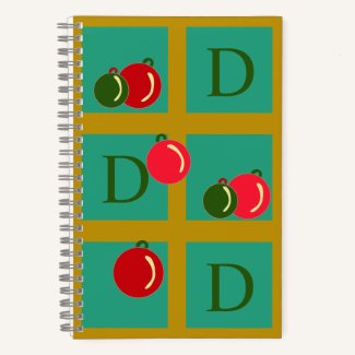 Monogrammed Red, Green, and Gold Xmas Ornaments