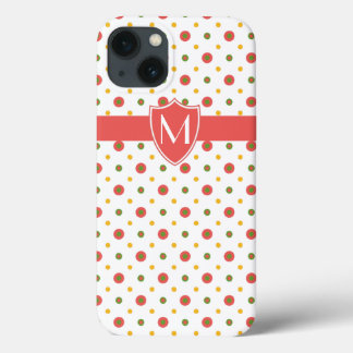 Monogrammed Red on White Polka Dots iPad Mini Case