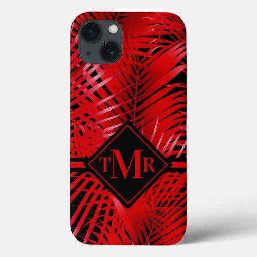 Monogrammed Red Palm iPhone 13 Case