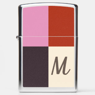 Monogrammed Red Pink Eggplant Ivory Zippo Lighter