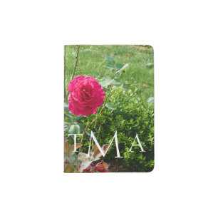 Monogrammed Red Rose Garden Passport Holder