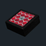 Monogrammed Red & Silver Geometric Pattern Jewelry Box<br><div class="desc">Cool red and silver geometric octagons pattern. Custom monogram.</div>