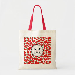 Monogrammed Red Strawberry Pattern  Tote Bag