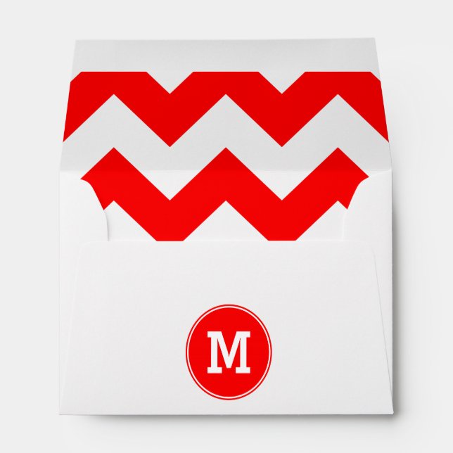Monogrammed Red Zigzag Pattern Envelope (Back (Bottom))