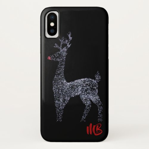 Monogrammed Reindeer Christmas Lights  Holidays iPhone XS Case
