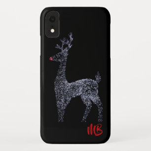 Monogrammed Reindeer Christmas Lights Holidays iPhone XR Case