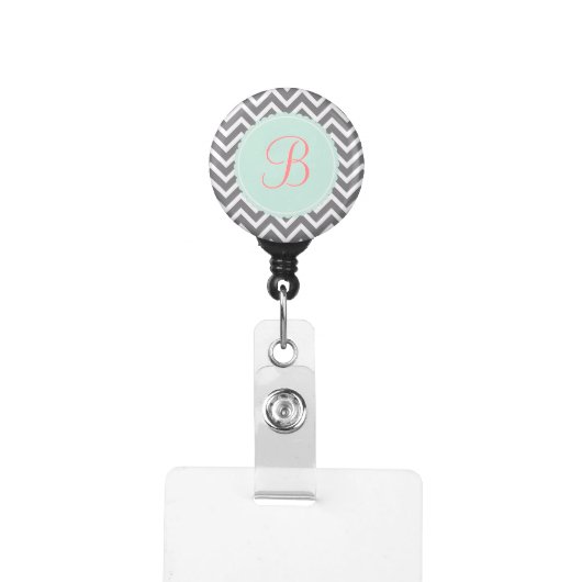 Monogrammed Retractable Badge Holders Initials (Badge Clip Front)