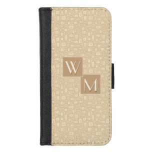 Monogrammed Retro Art Deco Cream Monotone iPhone 8/7 Wallet Case