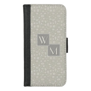 Monogrammed Retro Art Deco Gray Monotone iPhone 8/7 Wallet Case