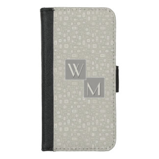 Monogrammed Retro Art Deco Gray Monotone iPhone 8/7 Wallet Case