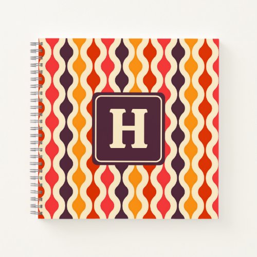 Monogrammed Retro Geometric Pattern  Notebook