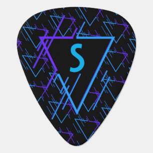 Monogrammed Retro Neon Pattern Guitar Pick