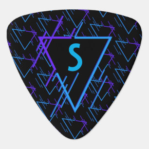 Monogrammed Retro Neon Pattern Guitar Pick