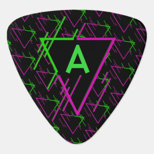Monogrammed Retro Neon Pattern Guitar Pick