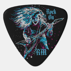 Monogrammed Rock On Heavy Metal Guitar Pick