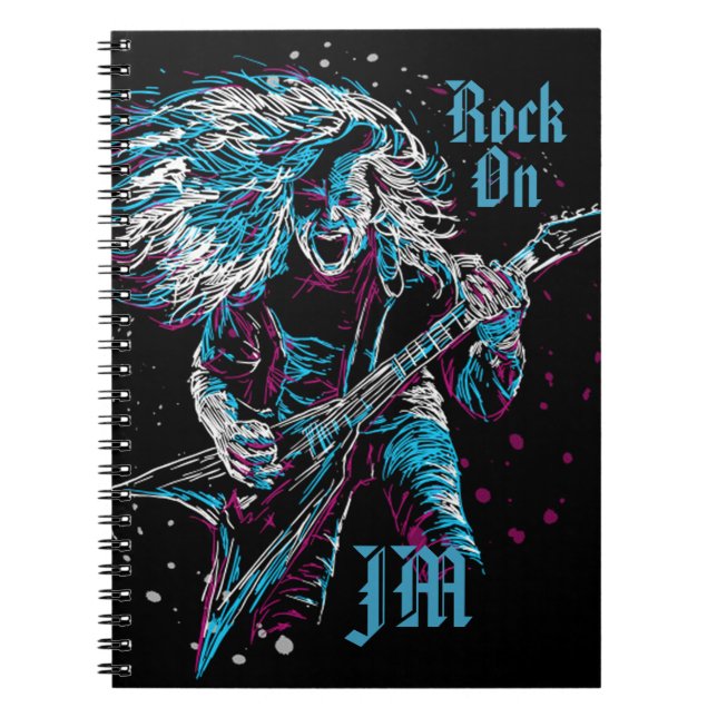 Monogrammed Rock On Heavy Metal Notebook (Front)