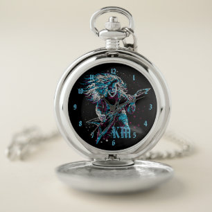 Monogrammed Rock On Heavy Metal Pocket Watch