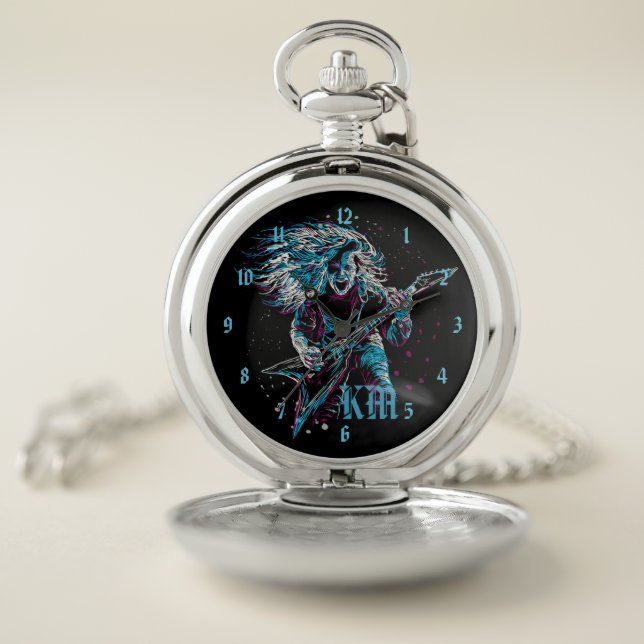 Monogrammed Rock On Heavy Metal Pocket Watch (Inside)