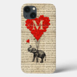 Monogrammed Romantic Elephant And Heart Iphone 13 Case at Zazzle