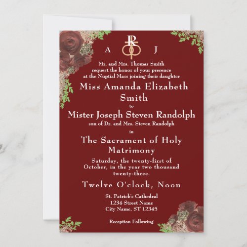 Monogrammed Rose_Corsage Wedding Invitation