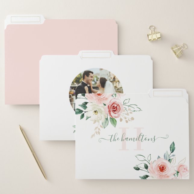 Monogrammed Rose File Folders (Set)