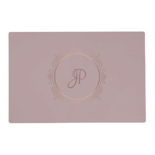 Monogrammed Rose Gold Elegant Custom Template Plac Placemat