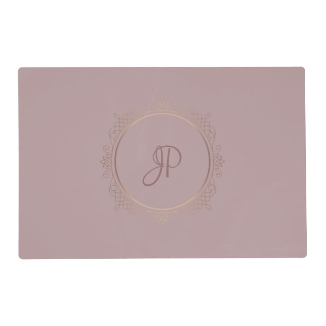 Monogrammed Rose Gold Elegant Custom Template Plac Placemat (Back)