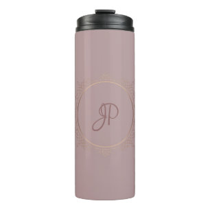 Monogrammed Rose Gold Elegant Custom Template Thermal Tumbler
