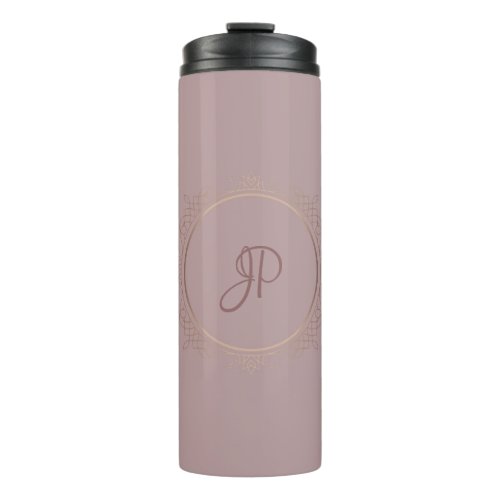 Monogrammed Rose Gold Elegant Custom Template Thermal Tumbler