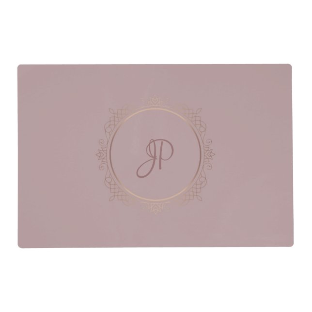 Monogrammed Rose Gold Elegant Template Placemat (Front)