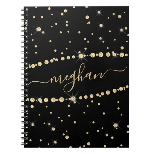 Monogrammed Rose Gold Glitter Drips on Pink Metal  Notebook