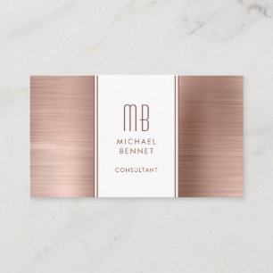 Monogrammed Rose Gold Metallic Foil Consultant Business Card