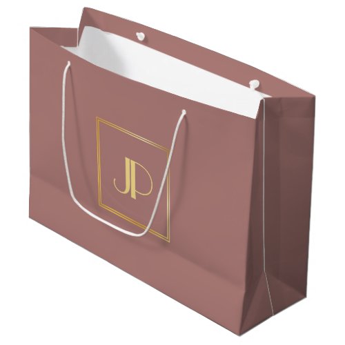 Monogrammed Rose Gold Modern Elegant Template Large Gift Bag