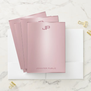 Monogrammed Rose Gold Template Modern Elegant Pocket Folder