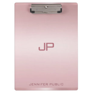 Monogrammed Rose Gold Template Personalized Classy Clipboard