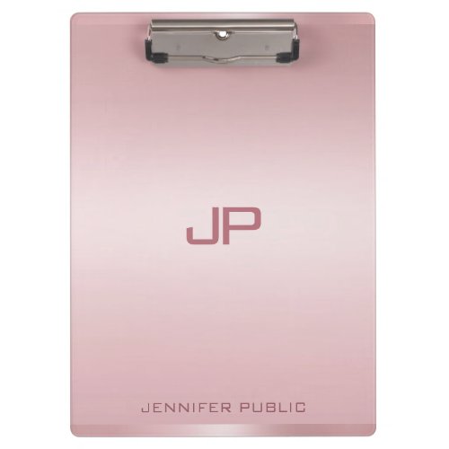 Monogrammed Rose Gold Template Personalized Classy Clipboard