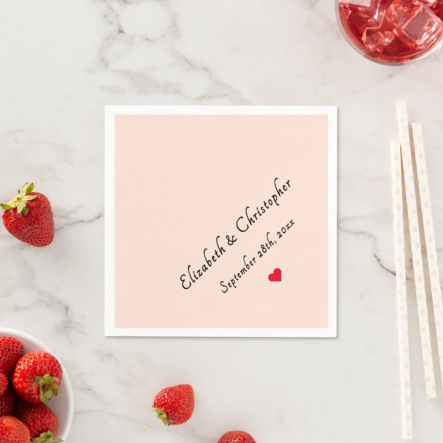Monogrammed Rose Gold Wedding Date Party Cocktail Napkins (Insitu)