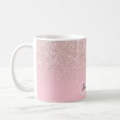 Monogrammed rose pink glitter ombre add your name coffee mug (Left)