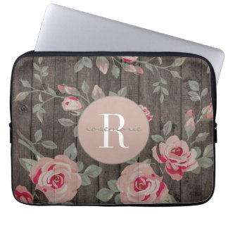 Monogrammed Roses on Wood MacBook Case