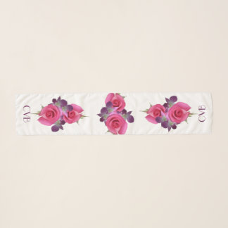 Monogrammed Roses Orchids Long Chiffon Scarf