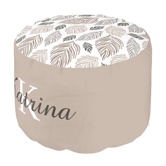 Monogrammed Round Pouf