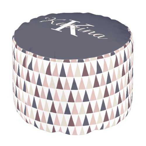 Monogrammed Round Pouf