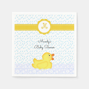 Monogrammed Rubber Ducky Baby Shower Napkins