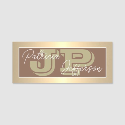 Monogrammed Russet Brown Luxury Gold Professional Name Tag