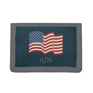 Monogrammed Rustic American Flag Wallet
