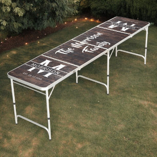 Monogrammed Rustic Barn Wood Wedding Beer Pong Table