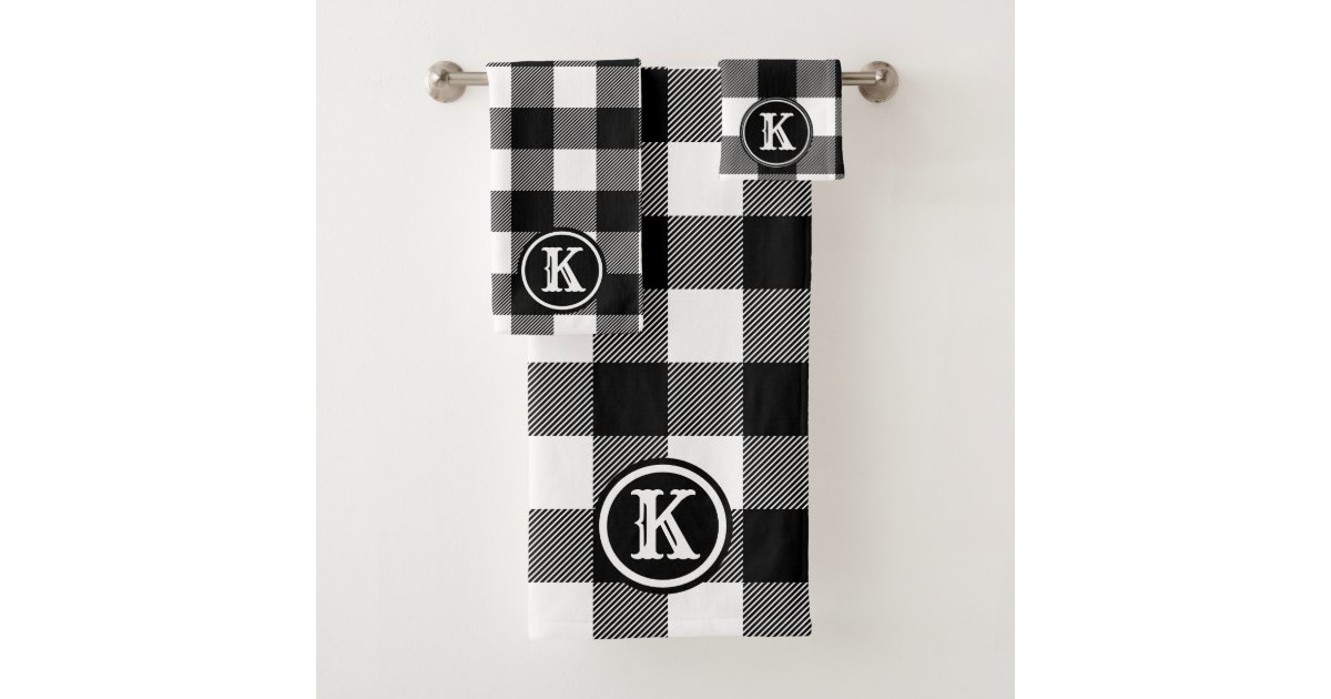 Black and White Buffalo Plaid Bath Towel Set, Zazzle in 2023