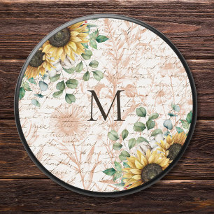 Monogrammed Rustic Botanical Sunflower Eucalyptus Mini Candle Favors