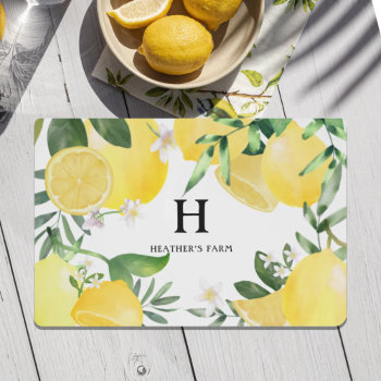 Monogrammed Rustic Summer Lemon Yellow Placemat by InteriorsByMonet at Zazzle