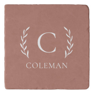 Monogrammed Rustic Terracotta Family Name Elegant Trivet